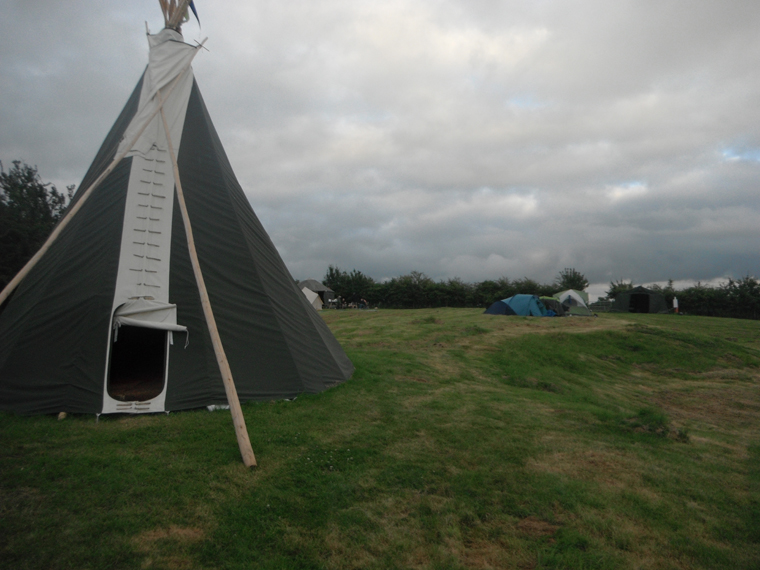 The campsite, complete with teepee, yurt and kitchen