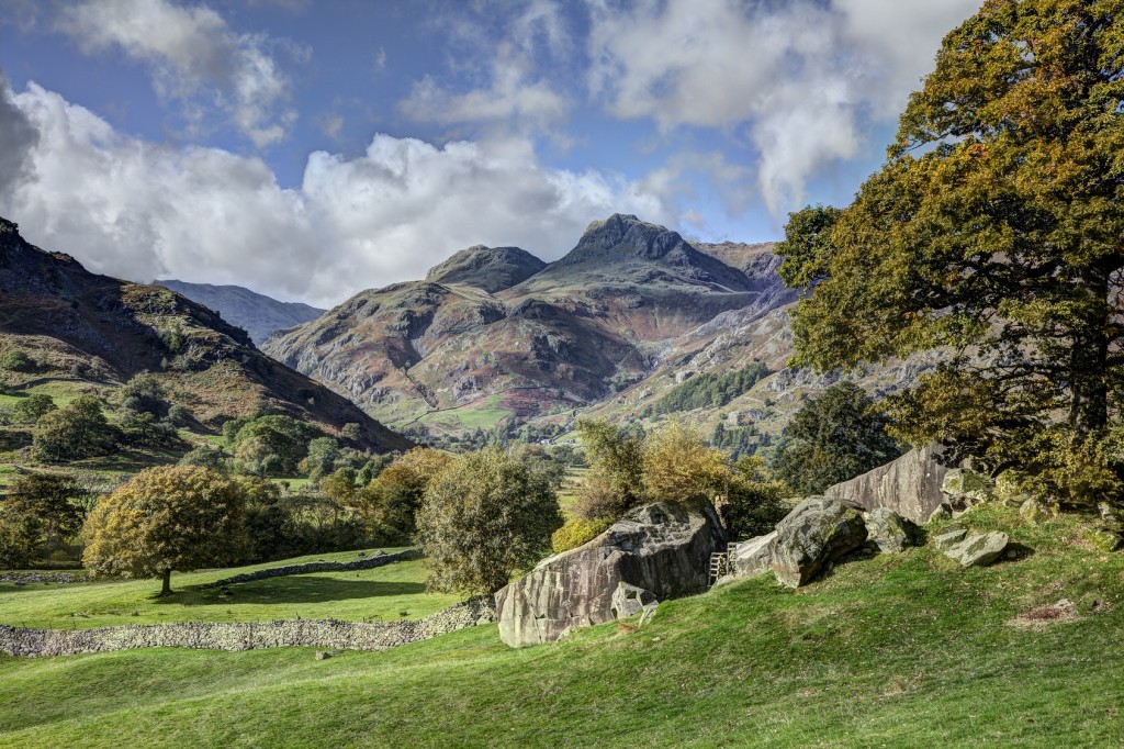 The Langdale Pikes, Lake District, England, from Copt Howe
