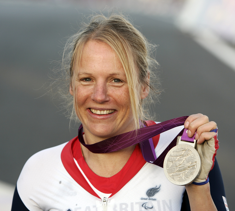 Karen Darke shows off her Silver Medal from the London 2012 Paralympics|Phil Searle/ParalympicsGB