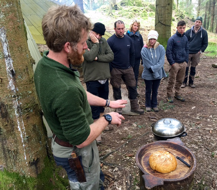 Ross demos fine bannock bread baking