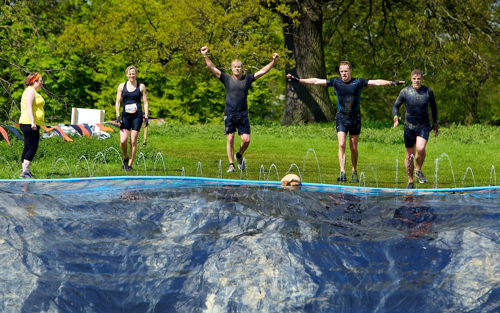 Team Boyard approach the water slide feeling the end is in sight.. it isn't.